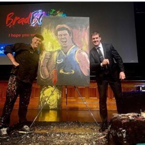 Brad Blaze Creating a Live Speed Painting During a Corporate Event Performance