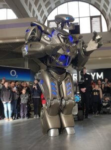 Titan the Robot Entertaining Guests During a Corporate Event with an Interactive Live Performance